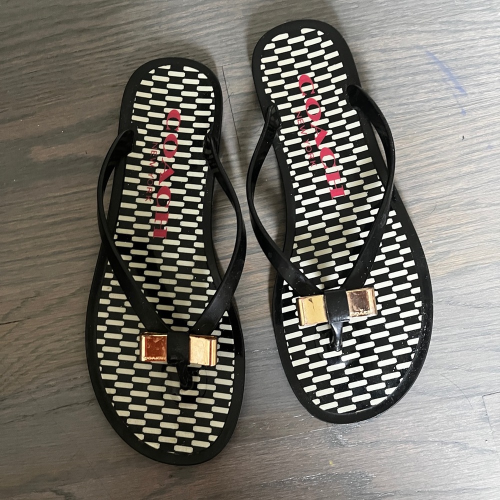 Coach sandals black and gold 6.5